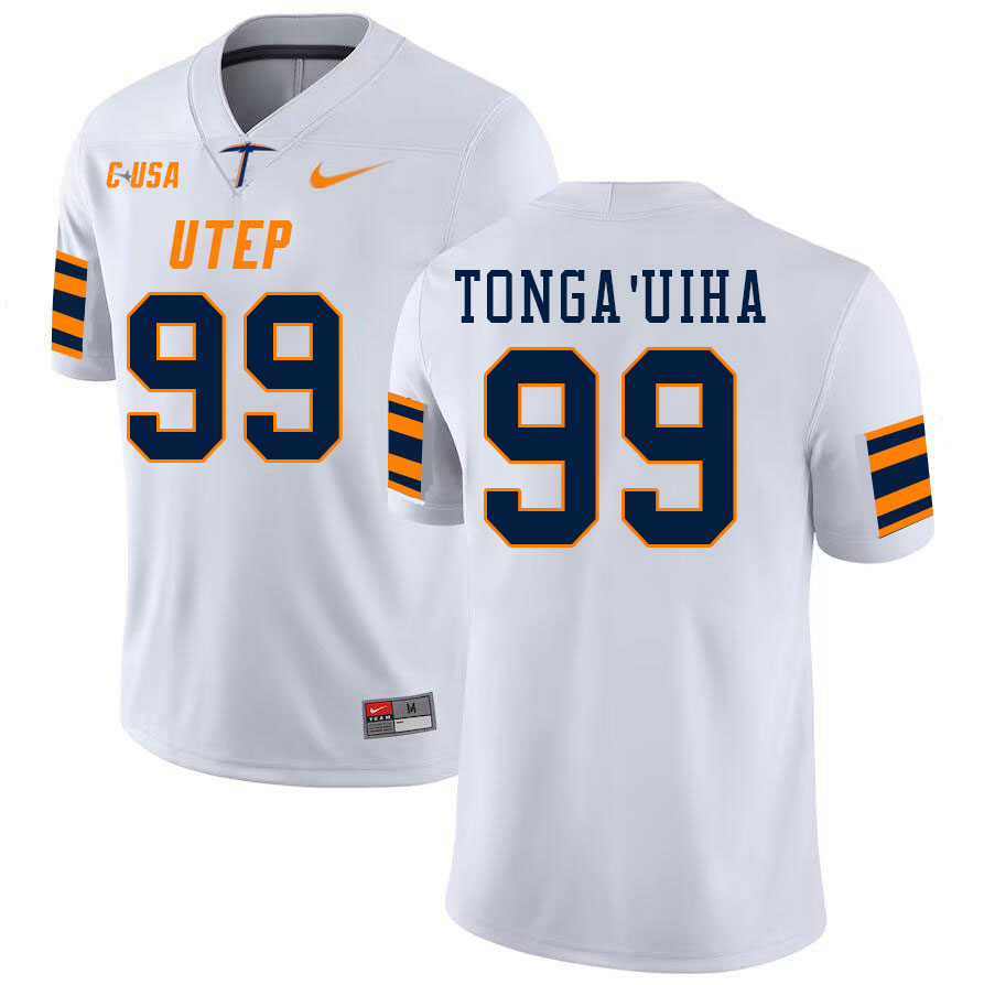 Men-Youth #99 Sione Tonga'uiha UTEP Miners 2023 College Football Jerseys Stitched-White